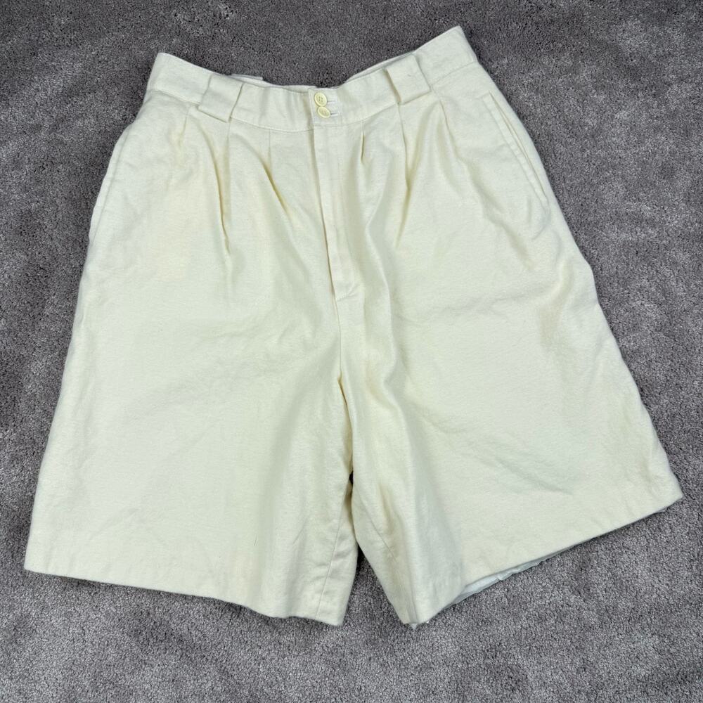 Vintage Giorgio Sant’Angelo 100% Pure New Wool Pleated Cream Shorts Size 8/10